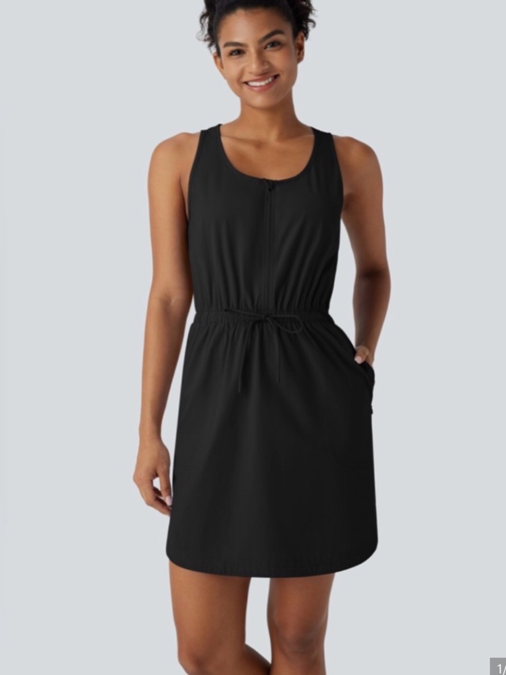 HALARA Black Sleeveless Half-Zip Water Repellent Drawstring Outdoor Dress M